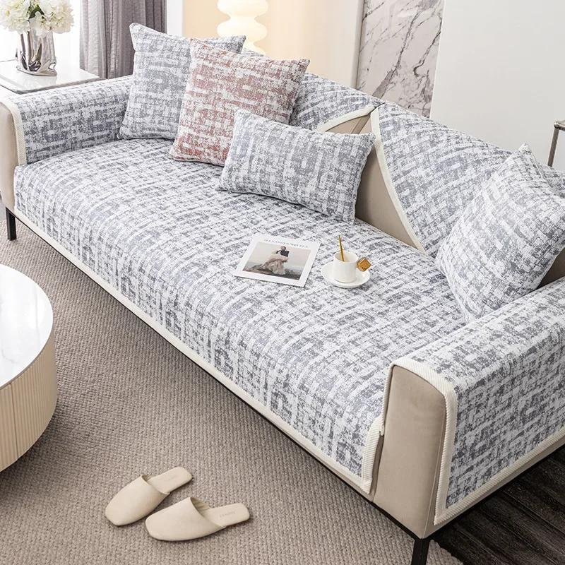 

Однотонная тканевая подушка для дивана из полотенца, универсальная подушка для сиденья Four Seasons, зимние утолщенные чехлы для дивана из синели, противоскользящие 90*210cm