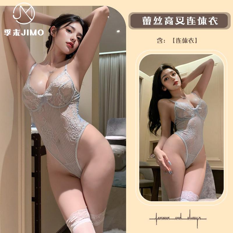 Sex Underwear Lace Mesh Splicing Suspender Onesie Pure Perspective Low-cut Temptation Shapewear