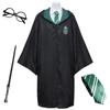 Harry Potter 4-Piece Full Costume Set (Robe, Glasses, Tie, and Magic Wand), Unisex, Size XL, Slytherin, Green