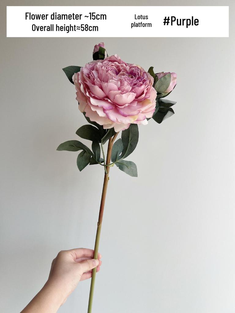 High-Quality Burnt Edge Silk Peony - Artificial Flower for Home Decor & Photography