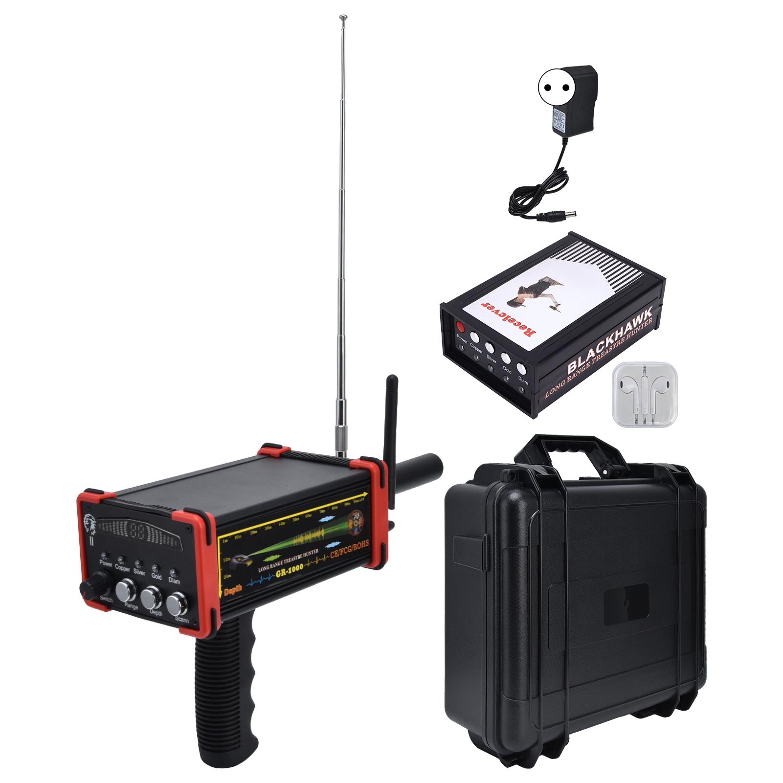 

Металлоискатель Подземный сканер металла 1000м Диапазон Искатель Сокровищ для Золота Серебра Меди EU Plug красный