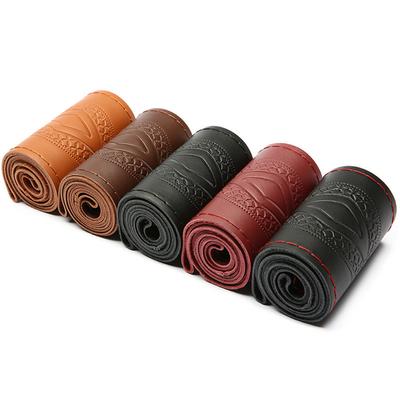 Car Steering Wheel Cover Braid On Steering Wheel With Needles and Thread Artificial Leather Diameter 38cm Auto Car Accessories
