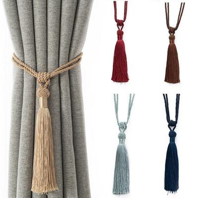 Curtain Holder Rope Braided Tassel Curtain Tiebacks Satin Rope Simple Curtain Hanging Ball Strap Handmade Classic Window Fringe