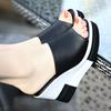 Wedge heel slippers women wear thick-soled sandals muffin women's sandals small people increase height one-word drag