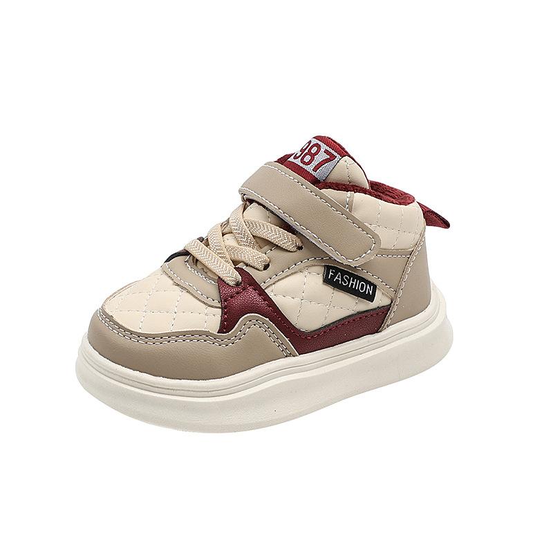 Baby shoes, new autumn and winter children's cotton sneakers, boys' and girls' plush high-top sneakers, warm shoes for toddlers and young children
