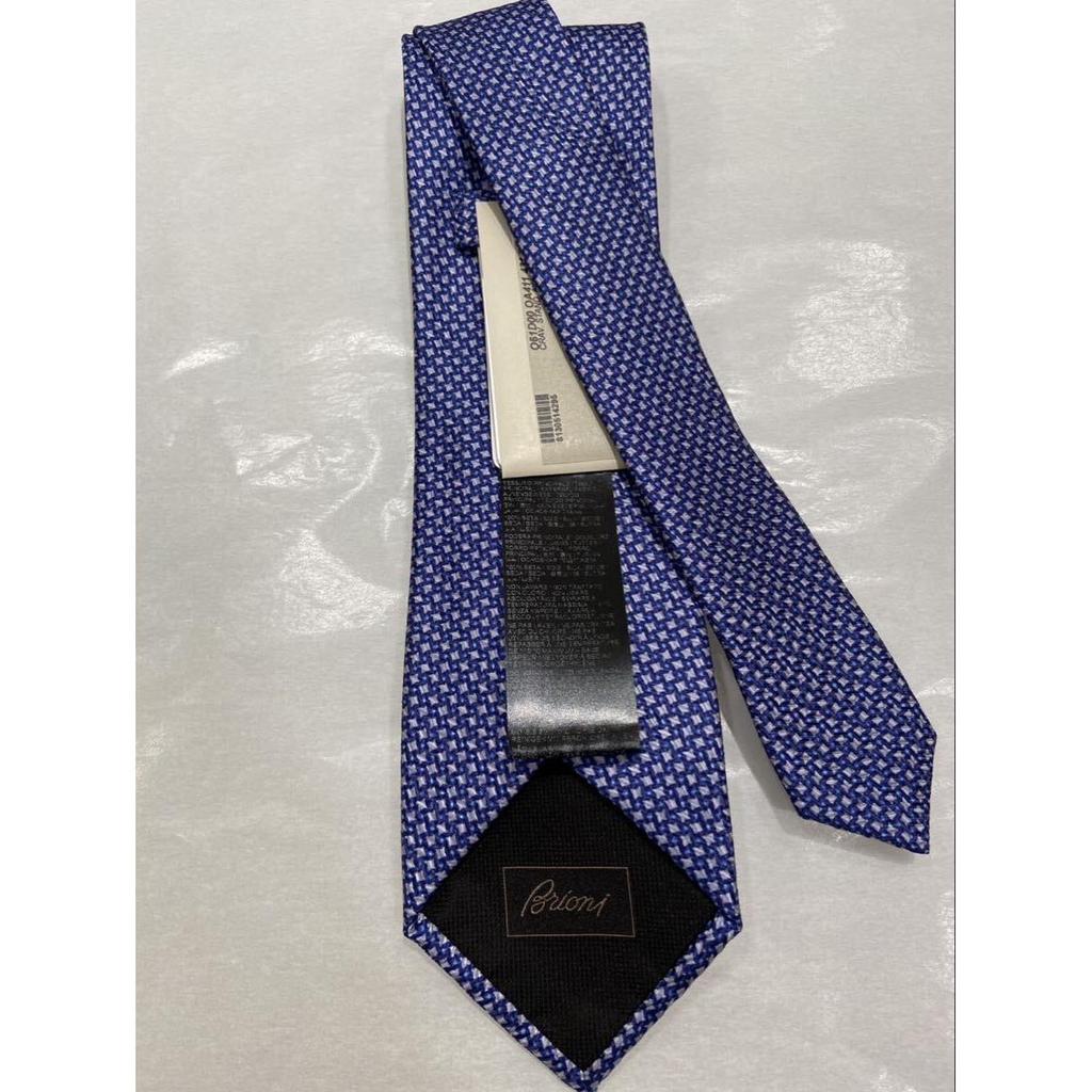 Used Brioni New unused tie 100% silk Made in Italy Genuine business Blue Fine pattern Jacquard Thin