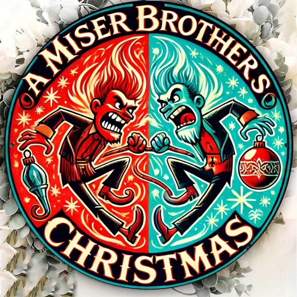 

Aluminum Miser Brothers Christmas Sign 1pc Metal Wall Art Waterproof Fade Resistant Indoor Outdoor Home Bar Cafe Decor 20x20 різнокольоровий