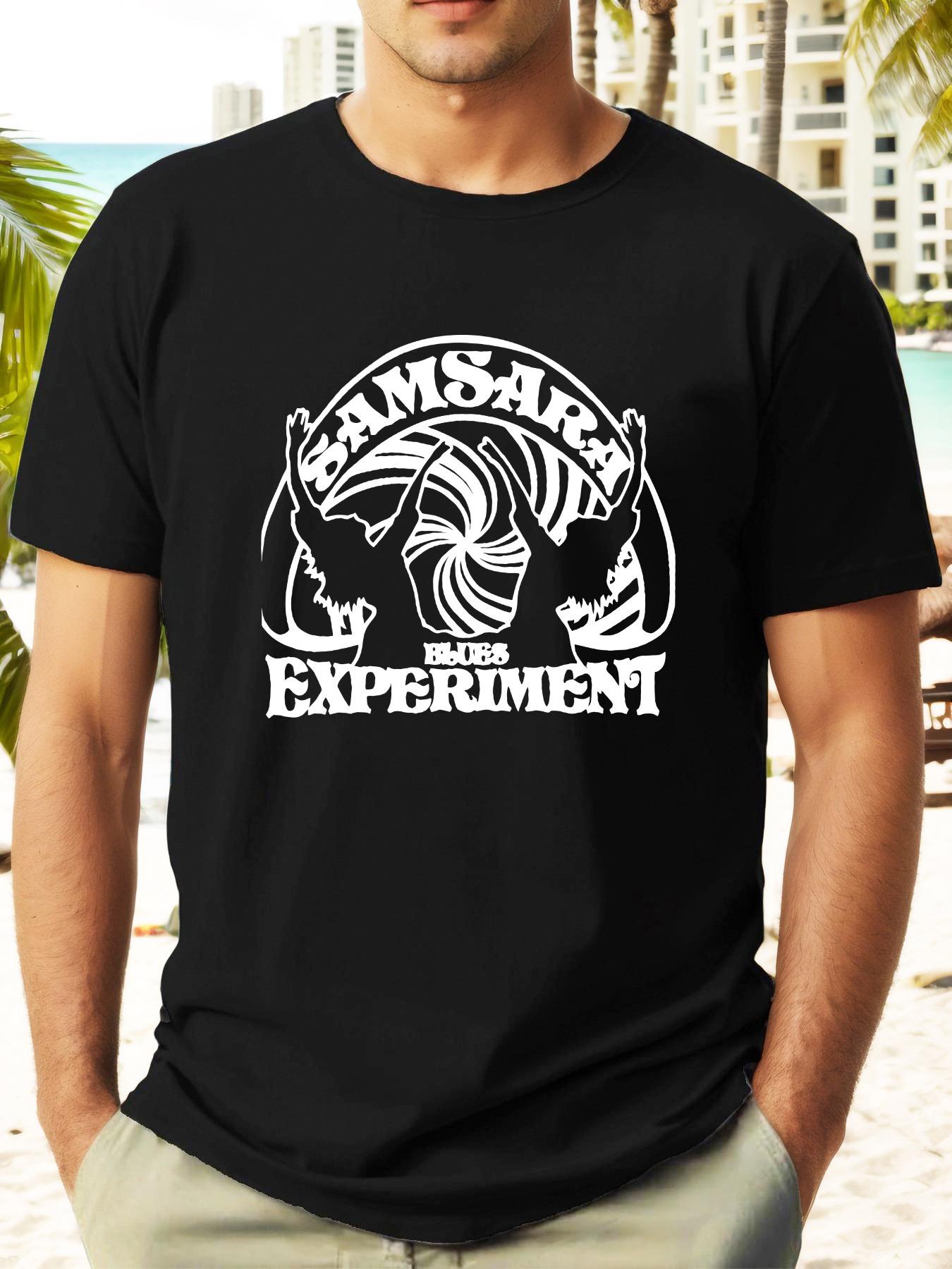T-shirt - Summer Graphic Print with Bold Lettering & Abstract Design L
