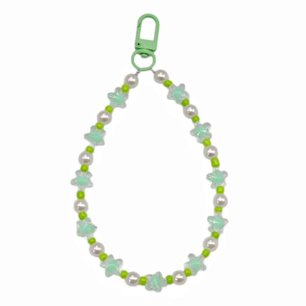 Iridescent Acrylic Butterfly & Flower Bead Keychain Bracelet - Cute Bag Charm & Car Keyring Pendant