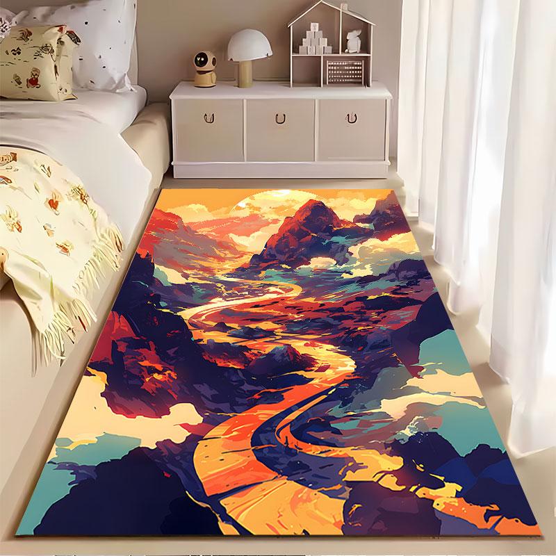 Mountain Sunset Landscape Carpet Suitable As a Non-slip Mat for the Living Room or Bedroom Sofa