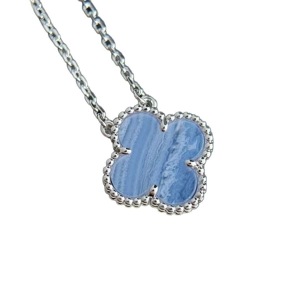 Four-leaf Clover Purple Chalcedony Necklace High-end Sense Clavicle Light Luxury High-end Fashion Women's Necklace