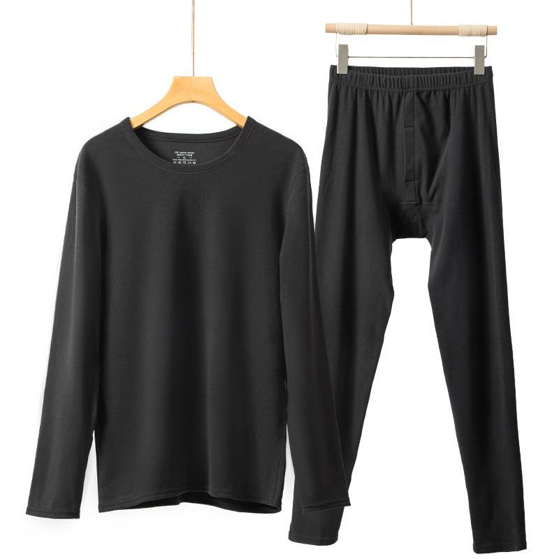 Thermal Base Layer Set Men Women Warm Fleece-Lined Long Sleeve Top Pants Soft Double-Sided Brushed Cotton Blend