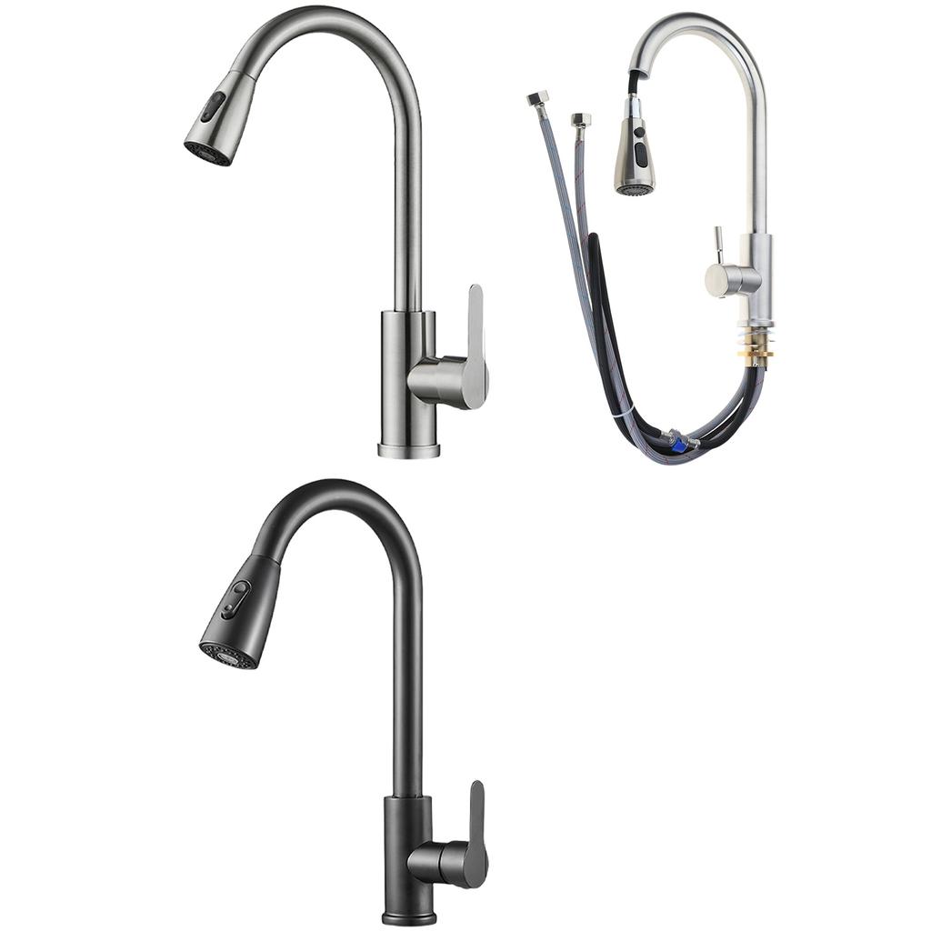 Rüstet Küchenarmatur mit ausziehbarem Sprühkopf, Heiß- und Kaltwassermischer, flexiblem Auszugshahn, geeignet für Zuhause, auf.