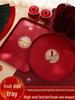 Wuhe Rotes Imitationsholz-Serviertablett-Set