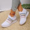 Fashion Colorful Strap Women Mesh Shoes Breathable Knitted Flat Sneakers Women Spring Autumn Sneakers Mesh Slip on Casual Shoes Woman