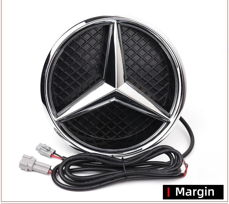 

Car Sticker Black border and silver border decoration Car Front Grilled Star Emblem Logo for Mercedes Benz W213 E-Class 2016-202 White light