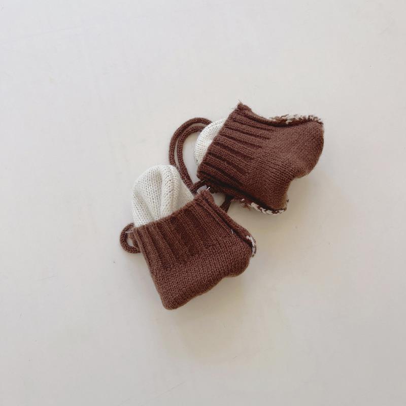 

Детские перчатки Ins зимние для мальчиков и девочек, милые теплые детские зимние перчатки с бархатным трикотажным воротником 3-12 years old (length 16.5cm)