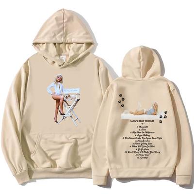 Sabrina Carpenter Man's Best Friend Hoodies Funny Cartoon Graphic Printing Sweatshirts Long Sleeve Female Hooded Pullovers Women