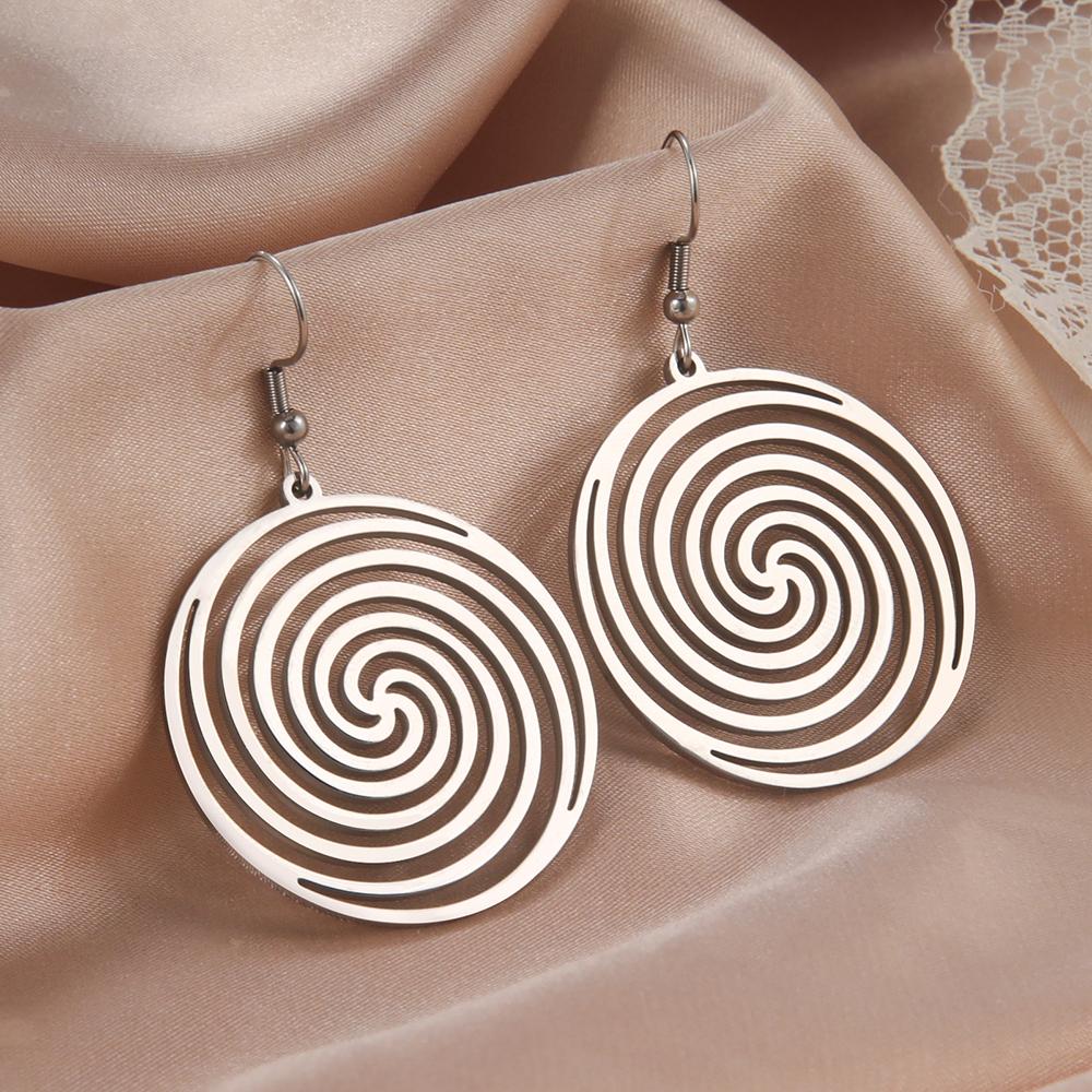 Dawapara Chokurei Yoga Women Earrings Cho Ku Rei Reiki Protection Healing Symbol Sacred Geometry Stainless Steel Drop Earrings