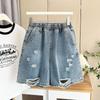 Summer Women Shorts Pants Elastic Loose Jeans Short High Waist Hole Basic Pants