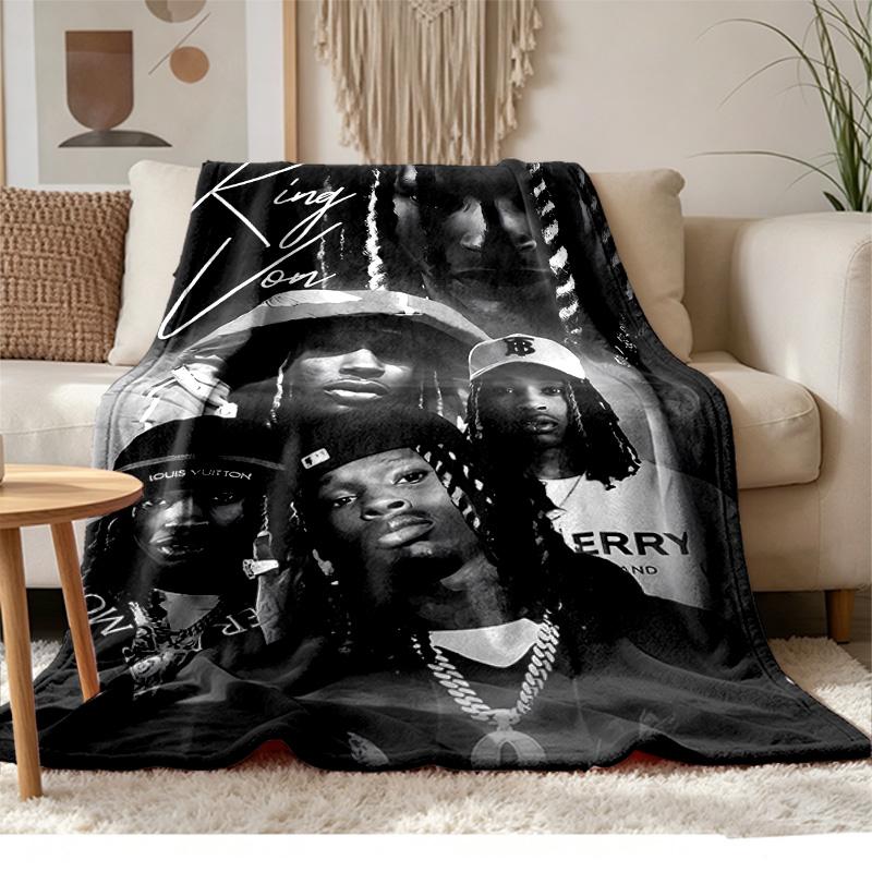 King Von Soft and Comfortable Flannel Suitable for Sofas Living Rooms Outdoor Camping Travel and Also Makes a Great Anniversary Gif