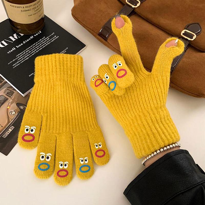 

1 пара насыщенных цветов, интересные уродливые и милые перчатки с изображением монстра в виде рта, сенсорный экран с росой