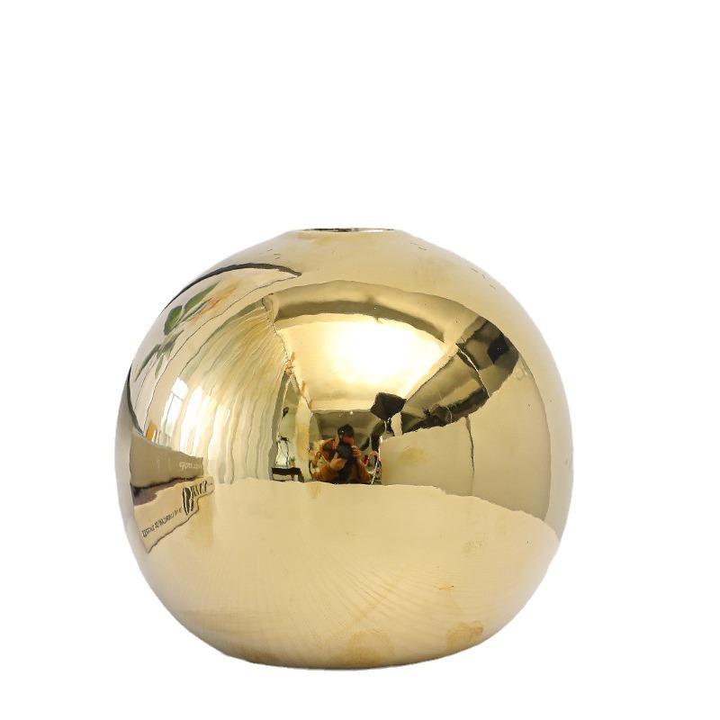 Plating Golden Ball Ceramic Vase Home Decoration Ornaments Crafts Flower Pot Art Hydroponic Vases Home Decoration Ornament Gift