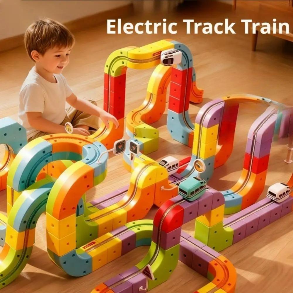 DIY Assembly Electric Magic Track Cube Building Toy Anti-Gravity High-Speed Train Model Creative Christmas Gift for Kids