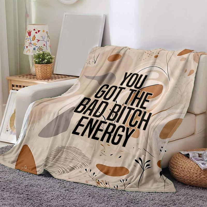 1pc Bad Bitch Energy Blanket Seasonal Universal Home Decorative Throw Blanket, Living Room, Travel .G014