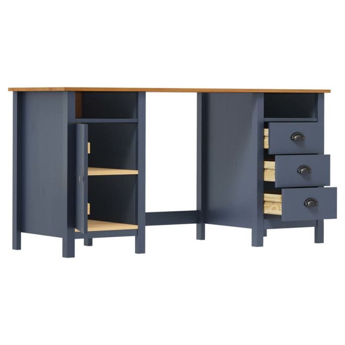VidaXL Bureau Hill Range Gris 150x50x74 cm Bois de pin solide