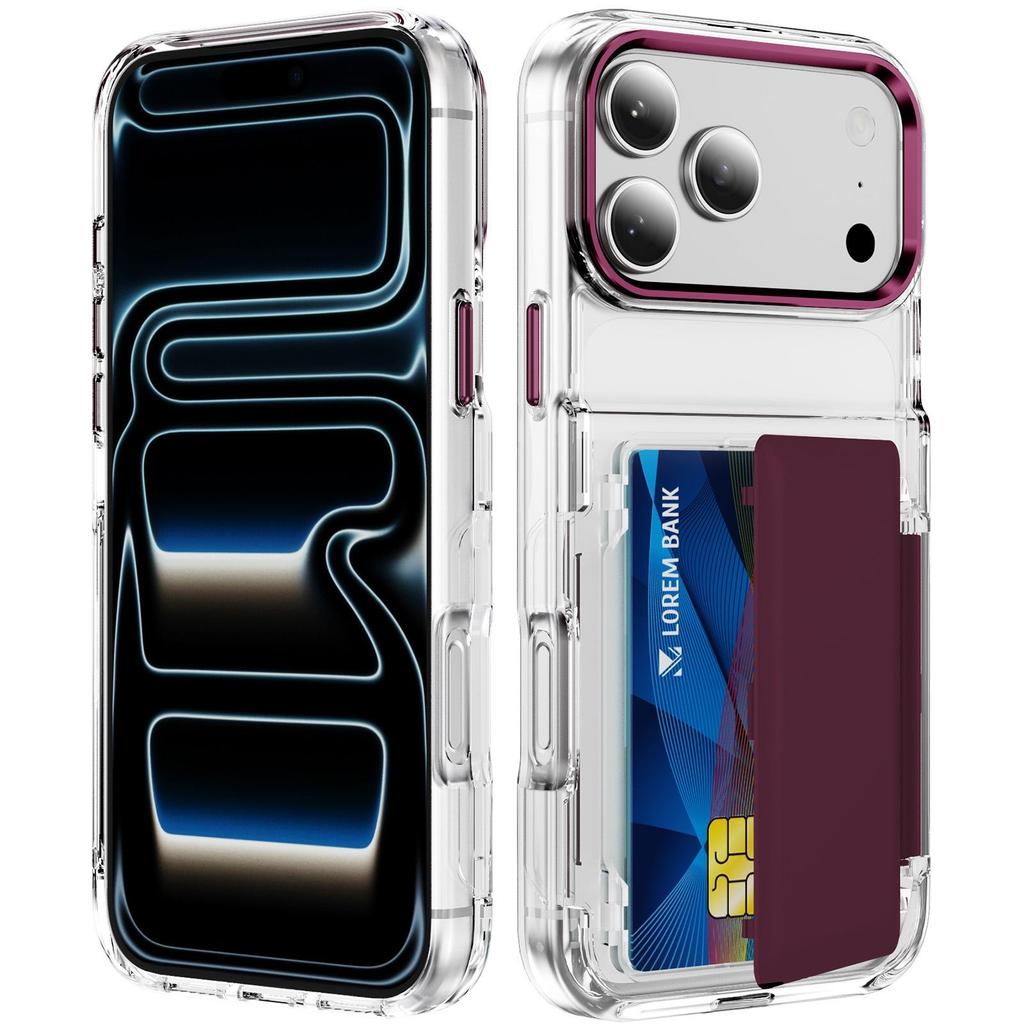 iPhone 18 Pro Max Jun Fan Color Block Card Holder Case for Apple 17 Pro with Card Slot and Protective Cover for iPhone 16