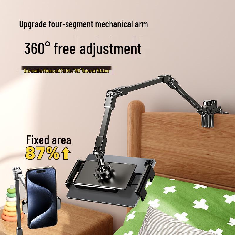 All-Metal Adjustable Phone & Tablet Holder for Desktops & Bedsides - Ideal for Overhead Shots and Live Broadcasts. Suitable for iPads.