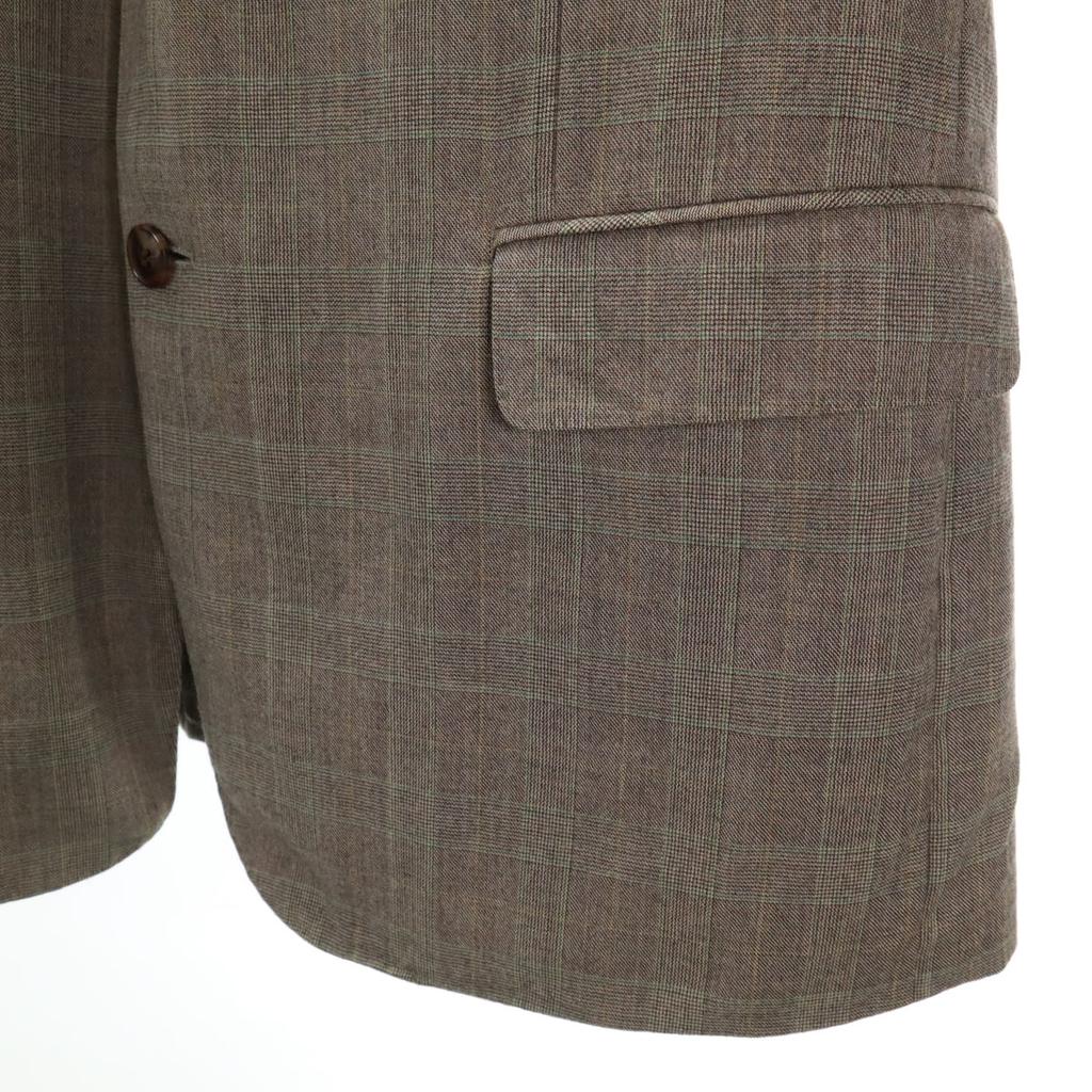 Lanvin 90s Wool Old Check Pattern Suit Setup ST50-56 Gray Men's Used