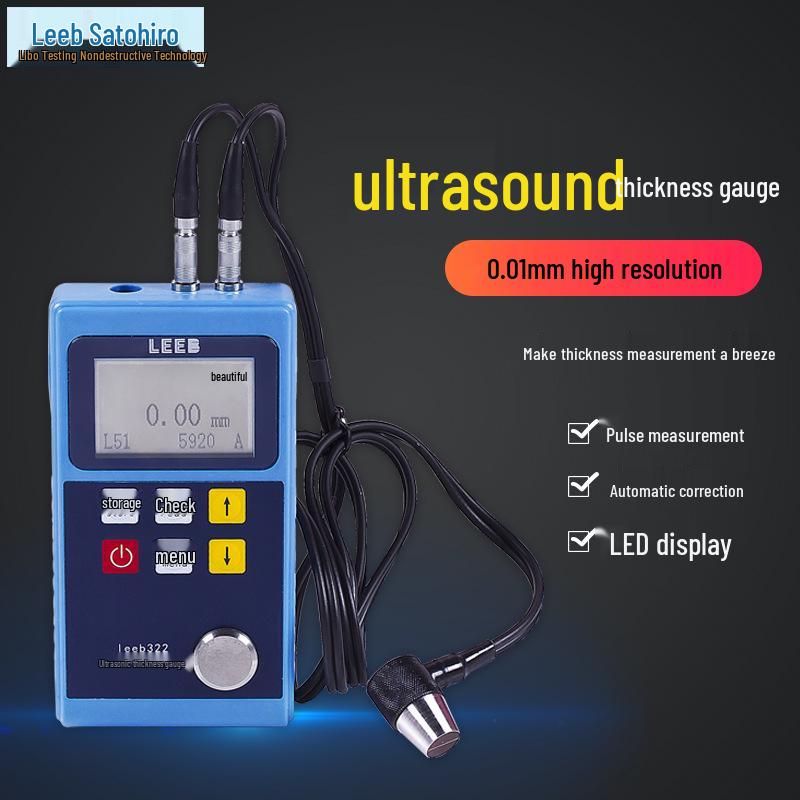 

Leeb High-Precision Ultrasonic Thickness Gauge for Metal, Steel, Ceramic, and Pipes 322