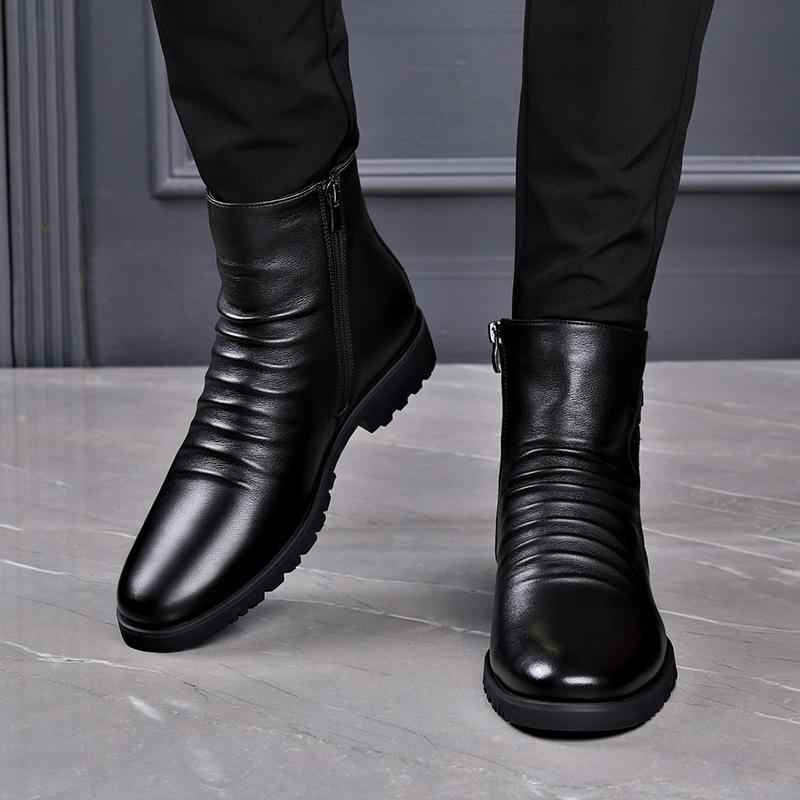 Pánské vysoké kožené martensky: Měkké, Pohodlné, Módní, Se zipem na boku, Nazouvací Neformální Kožené Boty