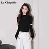 La Chapelle Women's Ribbed Mock Neck Crop Top
