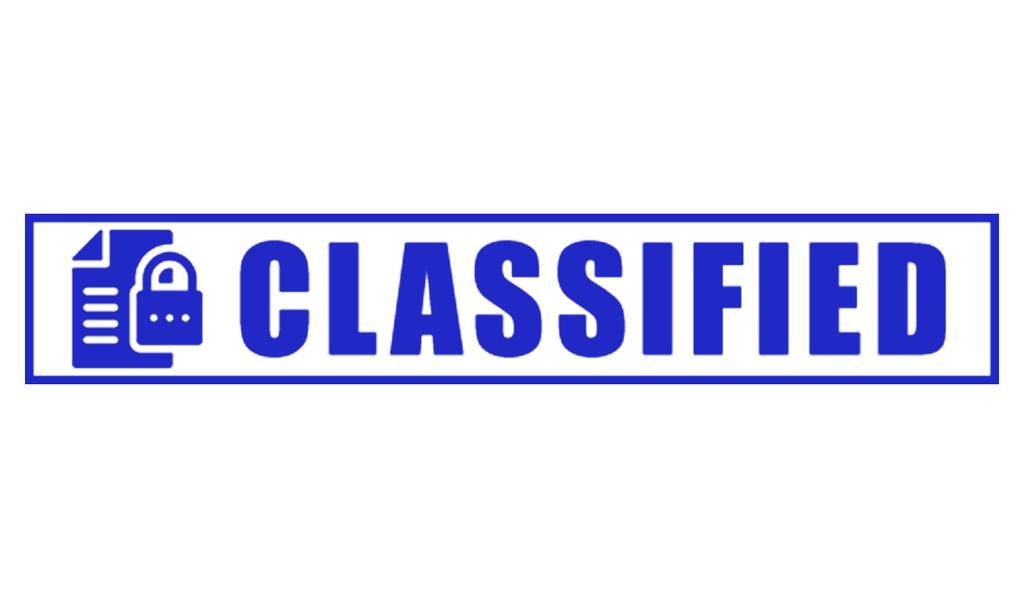 Printtoo Classified Self Inking Rubber Stamp Pre-Inked Office Stamp- Home Office Business Stationery, Black- 42 X 9