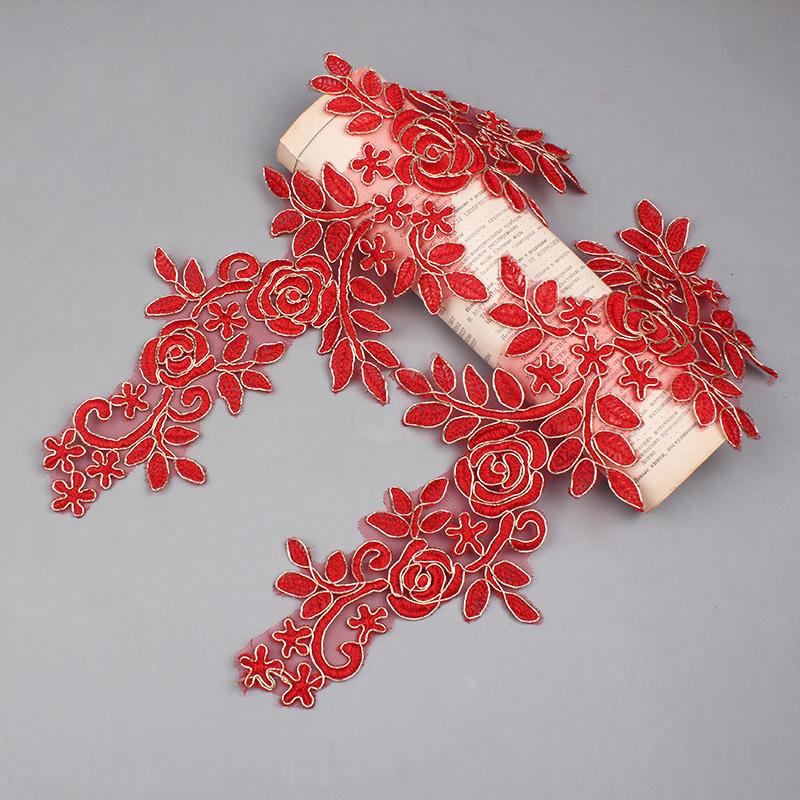 1 Par Broderiklistremerker Klesstilbehør Brudekjole DIY Kantblonder 16*36CM Syapplikasjon