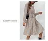 2024 Autumn Women's Long Sleeve Tie-up Leopard Print Dress