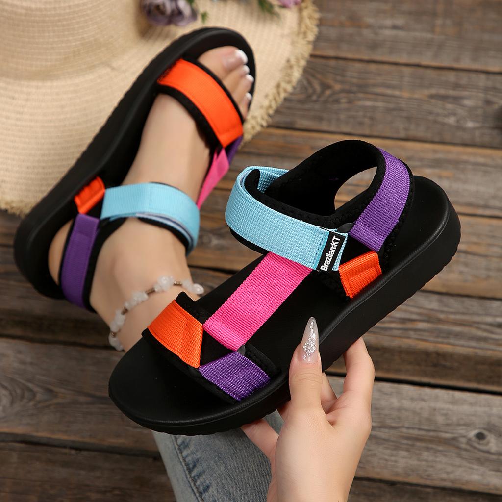 2025 Neue Sommer Damen Flache Sandalen Hanfseil Set Fuß Strandsandalen Outdoor All-Match Freizeitschuhe für Damen Große Größe Sandalen
