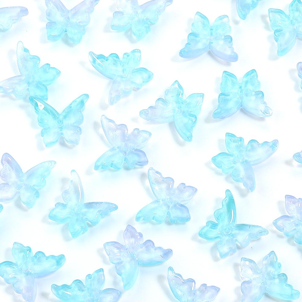 50pcs Butterfly Lampwork Beads 14x12mm Colorful Glass Loose Spacer Beads For Jewelry Making DIY Necklace Bracelets Accessories