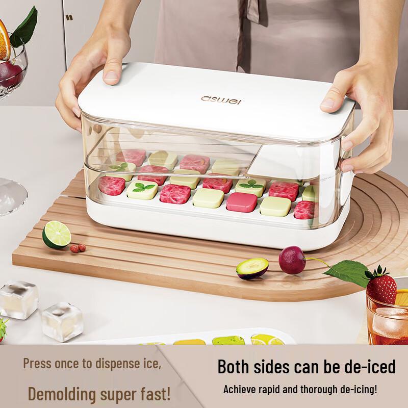 ZISIZ Press Ice Cube Tray with Lid