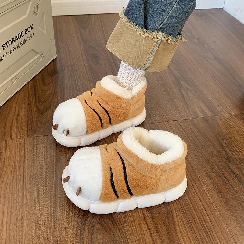 

Tiger Claw 2023 Plush Cotton Slippers: Warm Indoor Closed-Heel Shoes for Women & Men 44-45
