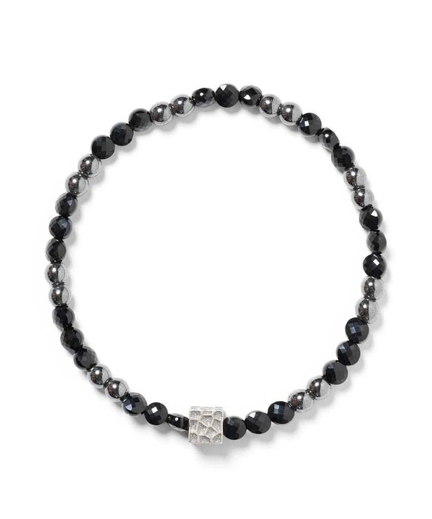 Polalita Black & Silver Mix Bead Bracelet (Plt-Br-052_Bk)