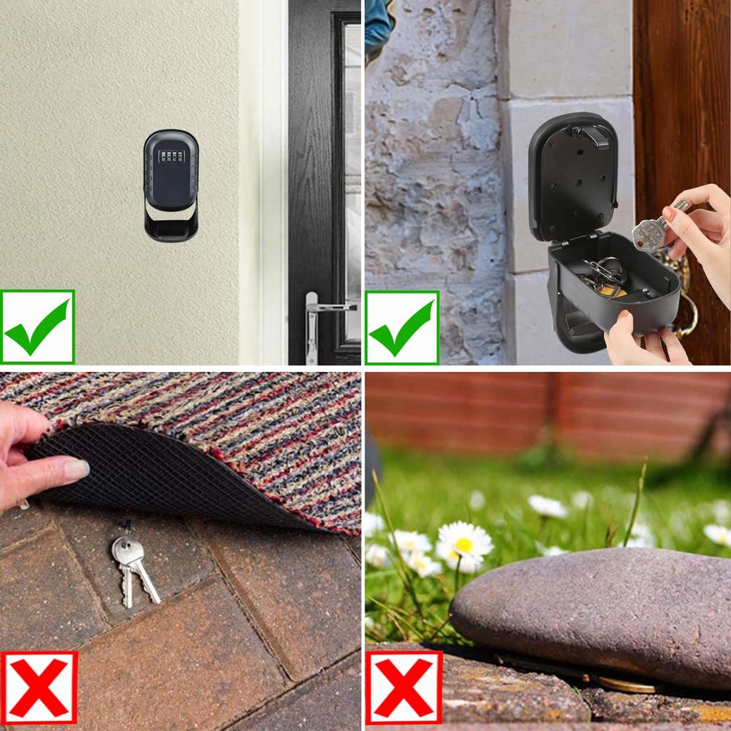 BenRich Key Outdoor Combination Large Capacity Wall-Mounted Box, Waterproof, 4-Digit Lock, Sturdy,