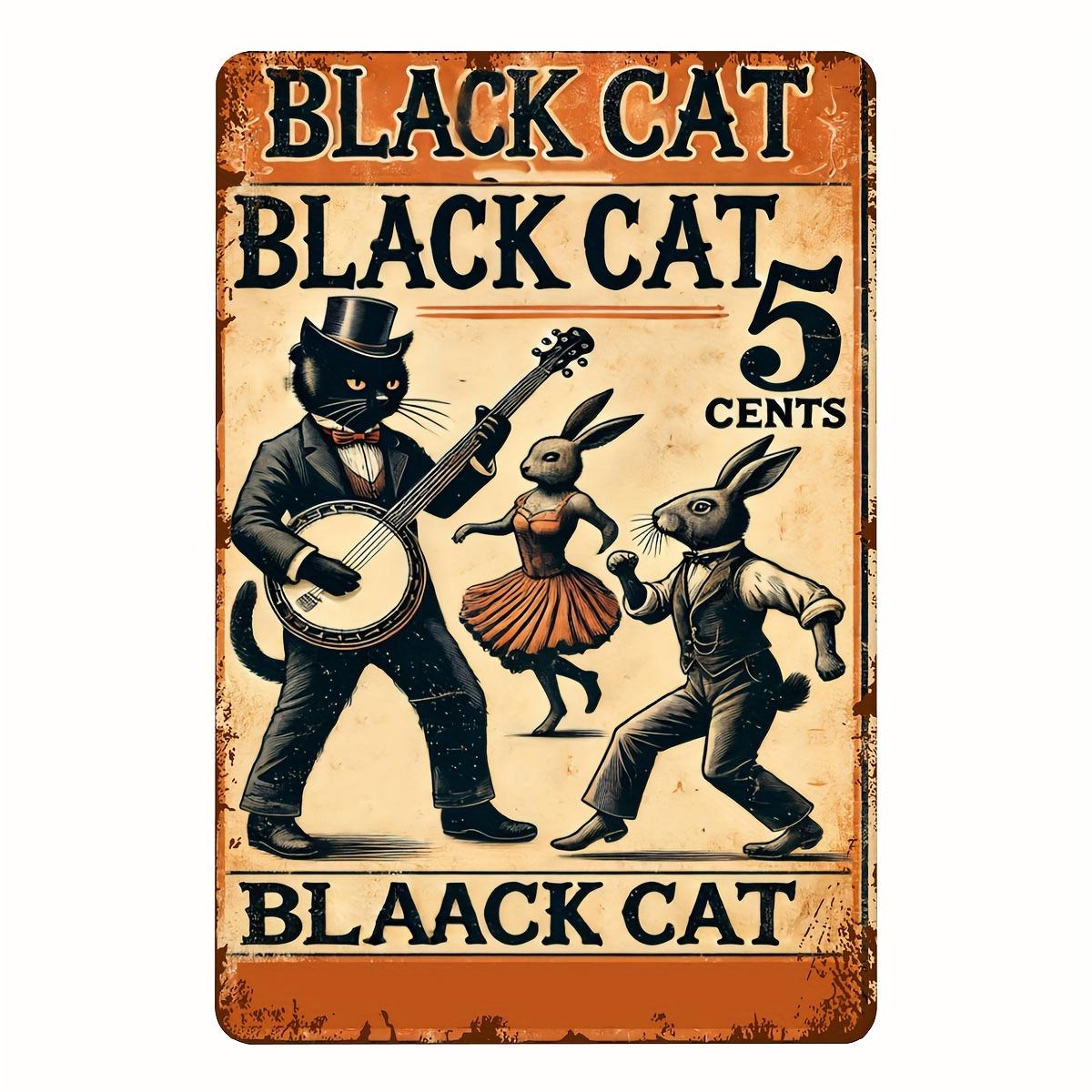 

Vintage Black Cat Metal Tin Sign Retro Iron Wall Art for Home Bar Cafe Garage Decor Waterproof Durable Ready to Han 20x30cm