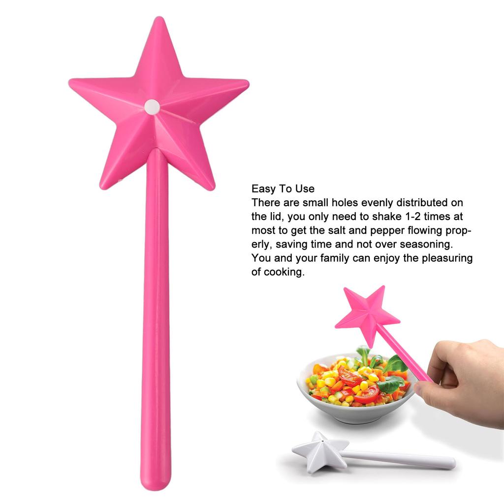 Stick de sare drăguț în formă de stea Multifuncțional reîncărcabil portabil cu 3 găuri mici Baghetă de sare pentru piper negru