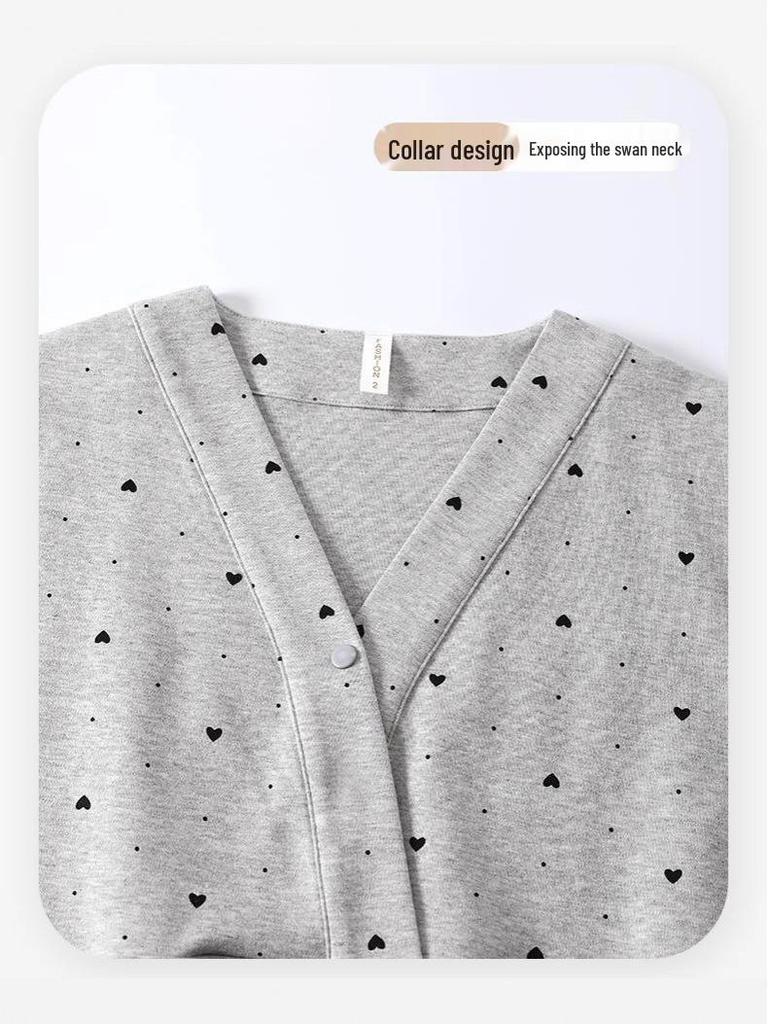 Umstandspyjama in Übergröße mit Brustpolstern für Frühling und Herbst - Stillbekleidung für schwangere und postpartale Frauen