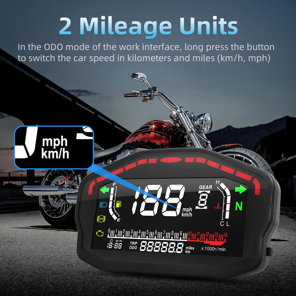 New Motorcycle LED LCD Speedometer Digital Odometer Speed Temperature Fuel Level Meter Moto Gauge For BMW For Honda For Yamaha