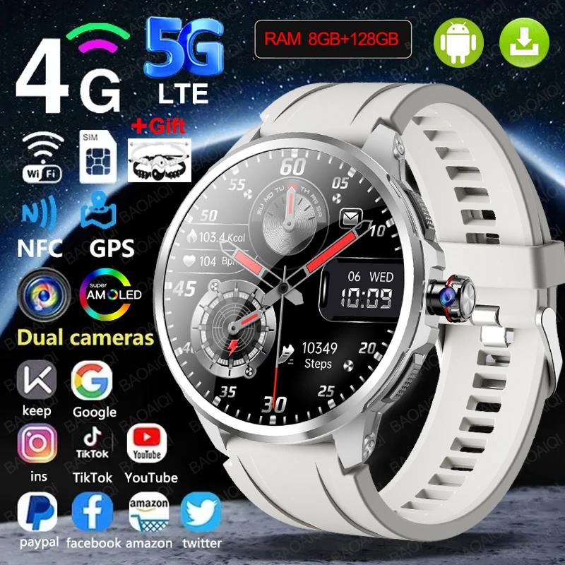 4G/5G SIM Card Smart Watch Men 1.95 inch 680*680 AMOLED Screen 900W Camera GPS WIFI Google APP Download Smartwatch 8GB+128GB RAM 3G 32G